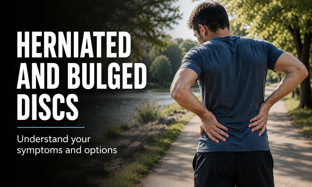 Herniated and bulged disc symptoms including back pain, sciatica, numbness, and tingling treated at White Chiropractic in Mooresville, NC.